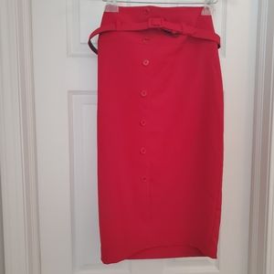High Waisted Red Pencil Skirt